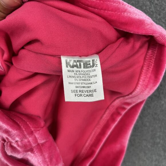 KatieJ NYC Dress Girls Large Pink Velvet Ruched Bodycon Mini Knot Front Cutout - Picture 11 of 16